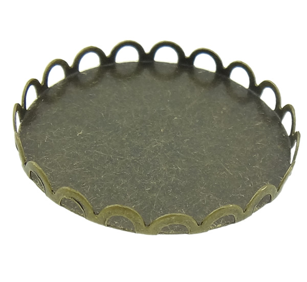 PORTA CABOCHON smerlato color bronzo antico diametro interno 20 mm circa 
