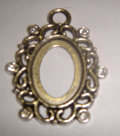 foto - BASE PORTACAMMEO/CASTONE CON STRASS CRISTALLO PICCOLA