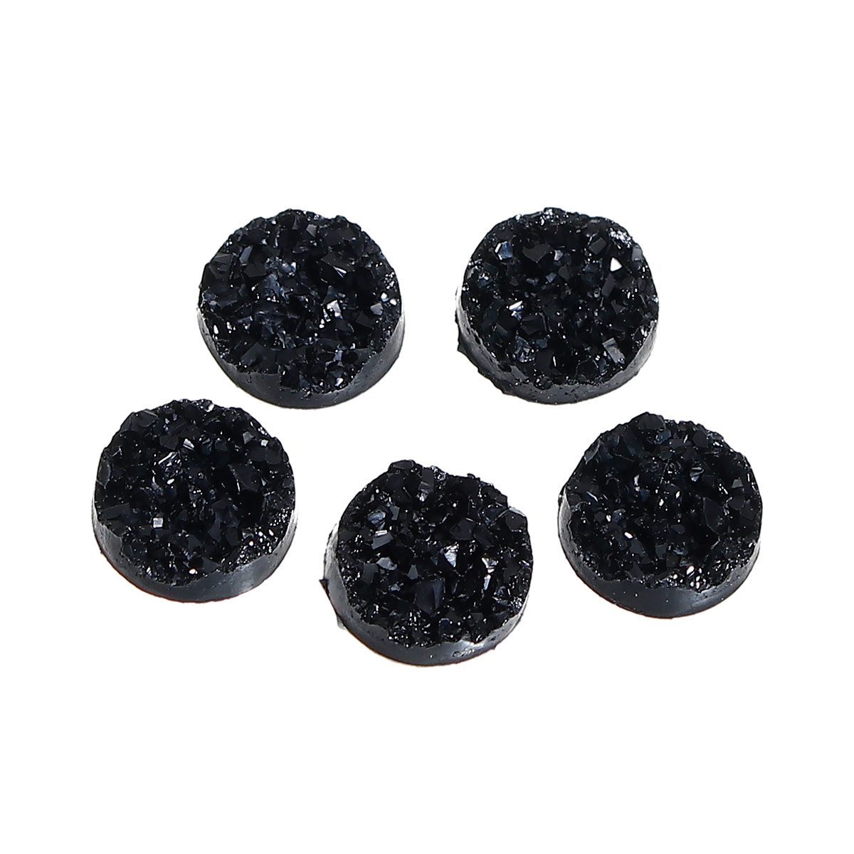 cabochon tondo in resina color nero effetto drusa diametro 18 mm 