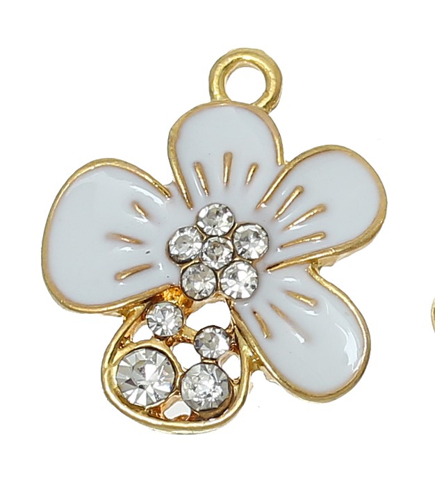 FIORELLINO pendente smaltato con strass cristallo 