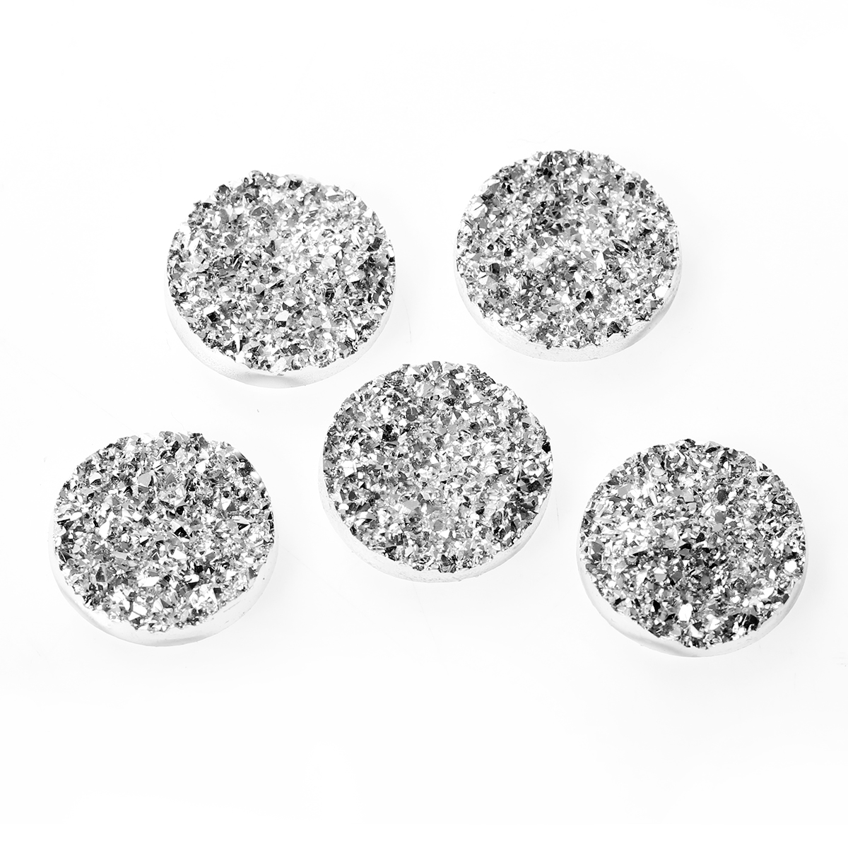 cabochon tondo in resina color argento effetto drusa diametro 18 mm 