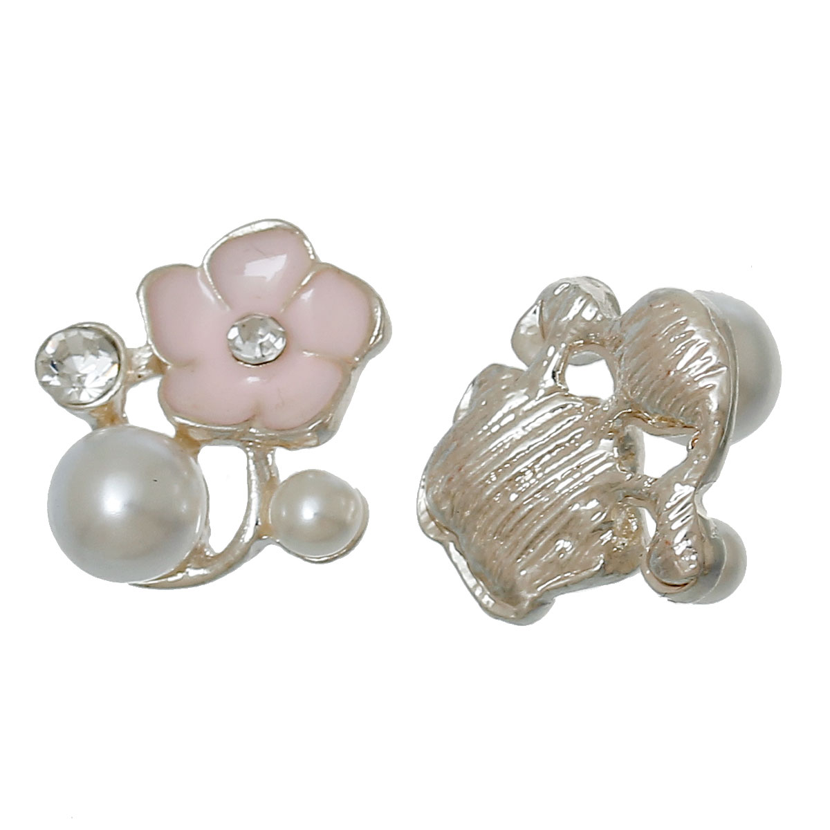 cabochoon in metallo dorato con fiore smaltato e perla misura 15X15 mm 1 pezzo