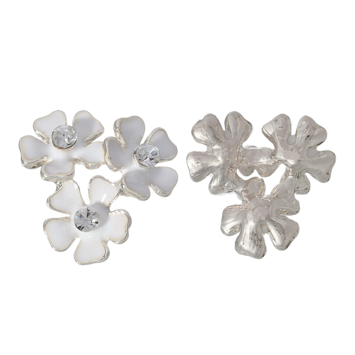cabochoon in metallo dorato con fiori smaltati