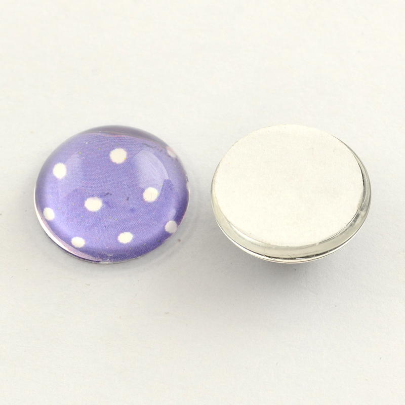 cabochon in vetro VIOLETTO POIS BIANCH