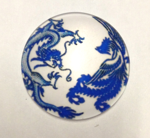 cabochon in vetro con dragone
