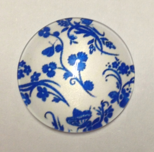 cabochon in vetro con trifogli blu