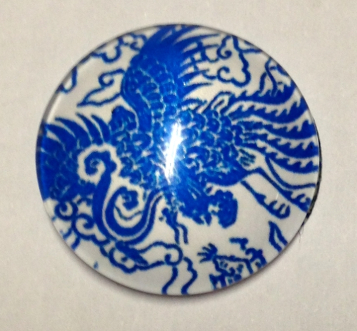 cabochon in vetro con disegni azzurri