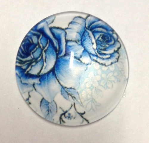 cabochon in vetro con rose blu