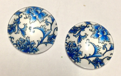 cabochon in vetro tondo diametro 20 mm con gigli blu
